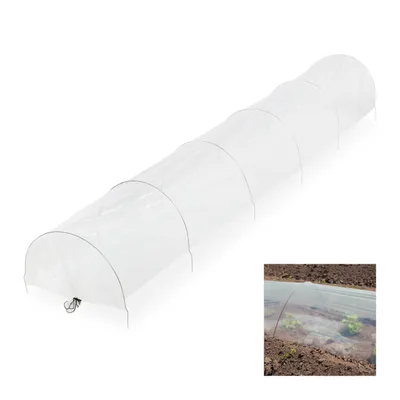 Immagine prodotto di Tunnel per piante Relaxdays con archi, lunghezza 3,7 m, protezione da parassiti e uccelli, tunnel da giardino pieghevole, trasparente