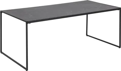 Produktbild von freiraum Couchtisch Inverness I, Schwarz matt, 120x60x48 cm, Industrial-Style, aus MDF melaminbeschichtet, Metall pulverbeschichtet und Kunststoff, mit Ablagefläche Marmor Optik, bis 20 kg belastbar, pflegeleicht, einfache Montage inkl. Aufbauanleitung.