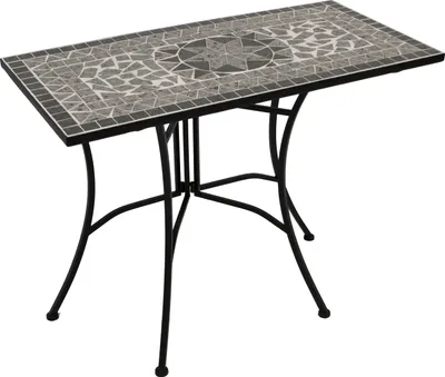Produktbild von DEGAMO Wandtisch Anbautisch Konsolentisch SIENA rechteckig 45x90cm, Eisen schwarz, Tischplatte Mosaik grau