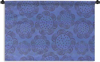 Produktbild von MuchoWow® Wandteppich Wandbehang Blumen - Muster - Blau 90x60 cm Tapisserie Dekoration Wandtuch - Wandskulpturen - Bildteppich