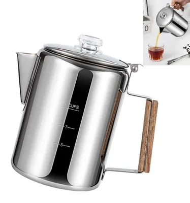 Produktbild von Camping-Kaffee-Perkolator 9 Tassen (1400-2000ML) – Edelstahl Herd-Kaffeekanne für Outdoor, Perfekter Kaffeegeschmack beim Camping, Wandern & Picknick