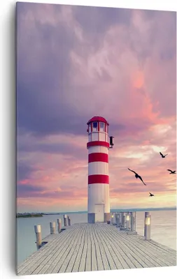 Produktbild von Bild auf Leinwand - Leinwandbild - Einteilig - Laterne Meer Küste - 80x120cm - Wand Bild - Wanddeko - Wandbilder - Leinwanddruck - Wanddekoration - Leinwand bilder - Wandbild - PA80x120-4978