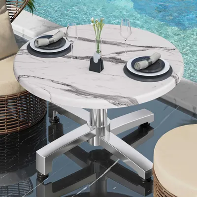 Produktbild von WBO | Jamaika Loungetisch | Ø:H 60 x 40 cm | Weiß Marmor / Aluminium | Bistro Loungetisch Gastro Tisch