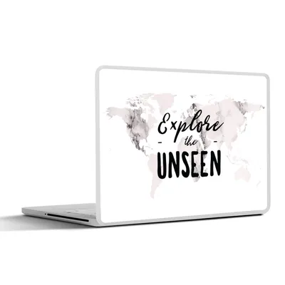 Produktbild von MuchoWow® Laptop Aufkleber Sticker Cover Weltkarte - Zitat - Marmor 31x22.5 cm - Laptop-Deko