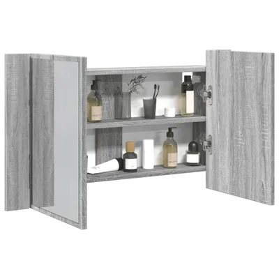 Produktbild von CLORIS LED-Spiegelschrank Grau Sonoma 80x12x45 cm Acryl - Badspiegel LL0000257086