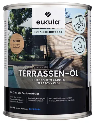 Produktbild von Dr. Schutz Eukula 1 Liter Terrassen-Öl Holzschutz- und Pflegeöl farblos