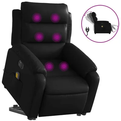 Produktbild von vidaXL Massagesessel mit Aufstehhilfe Elektrisch Schwarz Kunstleder
