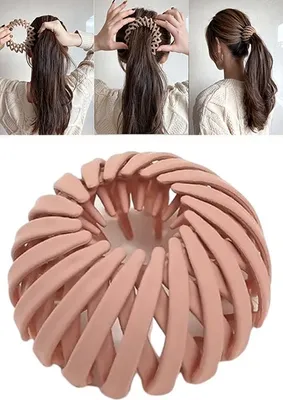 Produktbild von GKA Vogelnest Haargummi rosa Haarhalter für Hochsteckfrisuren Pferdeschwanz Dutt Half-Up Haarspange Schnellbinde Haarwerkzeug mit Zahndesign