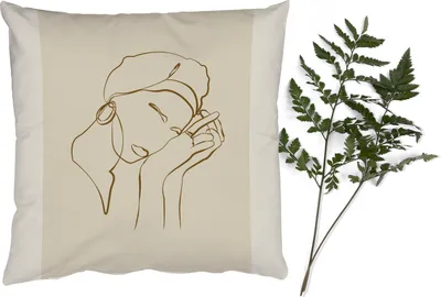 Produktbild von MuchoWow® Zierkissen Sofakissen Wohnzimmer Dekokissen 60x60 cm Frau - Linienkunst - Zitate - Text - Sitzfläche - Foto Polster