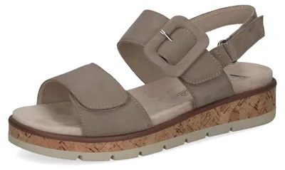 Produktbild von CAPRICE Damen Sandalen flach aus Leder mit Plateau, Braun (Taupe Suede), 36 EU