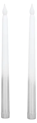 Image de 2 bougies LED en forme de bâtonnets, fonctionnant sur piles, supports de bougies sans flamme, idéaux pour les festivals, les mariages, les anniversaires, les fêtes, finition argentée