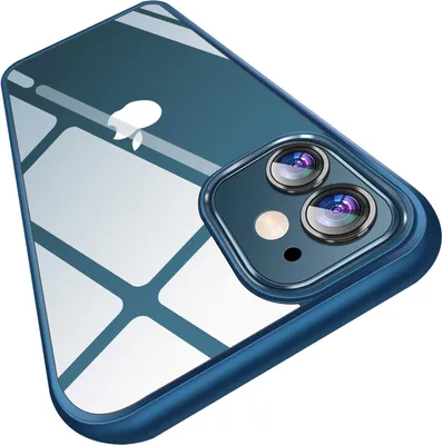 Obrázek produktu pro Pouzdro pro Apple iPhone 12/12 Pro, průhledná zadní strana, modrý rámeček