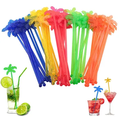 Cocktail-Rührstäbchen, 50 Stück, 17,6 cm, bunt, wiederverwendbar