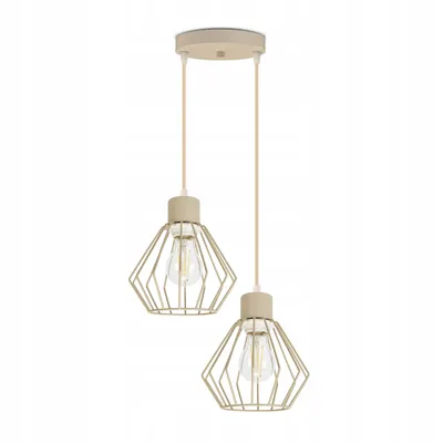 Obrázek produktu pro Luxolar – 2žárovkové závěsné LED svítidlo z kovového drátu ve stylu Edison, E27, 60 W – stropní svítidlo do obývacího pokoje, béžový kov
