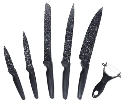 Immagine prodotto di [6488] GOURMETmaxx Messerset 6tlg. inkl. Sparschäler, schwarz A-Ware