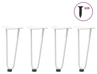 Image de vidaXL Pieds en épingle à cheveux pour table basse 4 pcs. Blanc 30 cm en acier massif