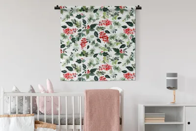 Produktbild von MuchoWow® Wandteppich Wandbehang Aquarell - Beeren - Rot 90x90 cm Tapisserie Dekoration Wandtuch - Wandaufhänger