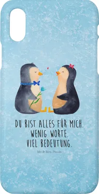 Produktbild von Mr. & Mrs. Panda Iphone 10 Handyhülle Pinguin Pärchen - Eisblau - Geschenk, Hochzeitsgeschenk, Liebe, Cover, Hochzeitstag, Handy, X, Hülle, Hochzeit