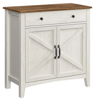 Imagen del producto de Armario de cocina con espacio de almacenamiento – Color blanco envejecido y marrón miel – Fabricado en MDF y aglomerado – Dimensiones: 40 x 80 x 80 cm
