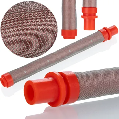 Immagine prodotto di Rosfix Filtro per Spruzzatori di Vernice – Rosso 200 Mesh | Metallo e Plastica, Lunghezza 100 mm, Diametro 9 mm | Adatto a Vari