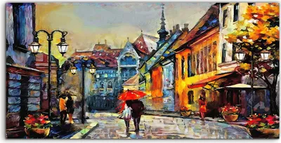 Produktbild von Coloray Acrylbild 140x70  Wandbild Acrylbilder Gemälde Budapest Straße Gebäude Stadt