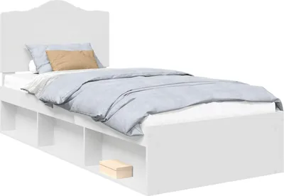 Image de Cadre de lit avec tête de lit Blanc 90 x 190 cm Pin massif