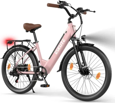 Image de Vélo électrique ESKUTE C100 PLUS 250W 100 km freins à disque rose