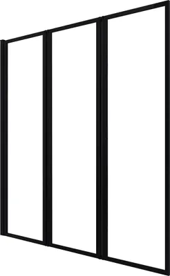 Image de Pare baignoire Pivotant 3 Volets Noir Mat - 125x143 cm - Verre Trempé 4 mm - ZAGGY DARK