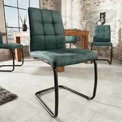 Produktbild von riess-ambiente Freischwinger MODENA vintage petrol schwarz Microfaser Metall Ziersteppung