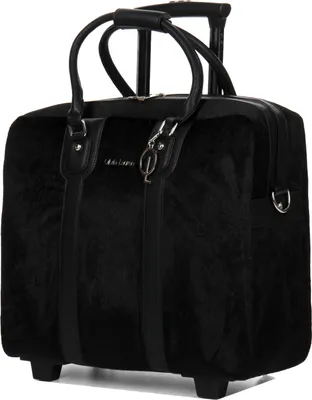 Produktbild von Luxus Damen Schulter Gurt Akten Laptoptasche Trolley Wild Fell Schwarz Bowatex