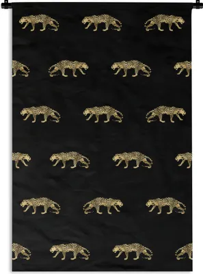 Produktbild von MuchoWow® Wandteppich Wandbehang Panther - Muster - Gold 60x90 cm Tapisserie Dekoration Wandtuch - Foto-Teppich - Abwaschbar