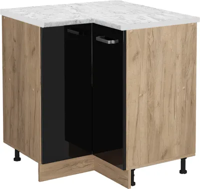 Produktbild von Eckunterschrank Vicco R-Line Schwarz Hochglanz 75.6 cm AP Marmor, Model 46564