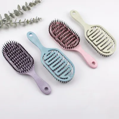 Produktbild von KANDONEX Eco Haarbürste ohne Ziepen – Vegane Entwirrbürste aus Weizenstroh, Nachhaltige Paddle Brush für langes, dickes & lockiges Haar Massagebürste