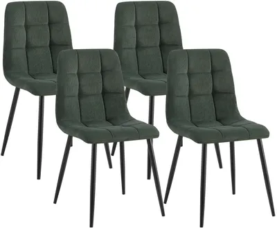 Produktbild von CLP 4er Set Esszimmerstühle Tilde gepolstert mit Rückenlehnen bis 150 kg belastbar grün Material Cord, KI-generiertes Bild