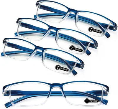 Image de Lunettes de lecture avec filtre de lumière bleue, lot de 4, unies, avec étui, pour la lecture