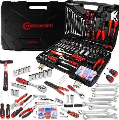 Produktbild von FORCEKRAFT Großes Werkzeugset, 99-teilig, 1/4" und 1/2" Sechskant