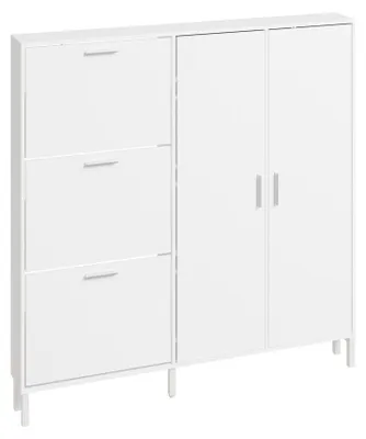 SoBuy Schuhschrank FSR231-W weiß mit 3 Schubladen und 2 Türen, modernes Design