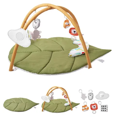 Produktbild von VEVOR Baby-Spielmatte, Baby-Aktivitätsmatte mit 6 Sinnes-Spielzeugen, übergroße blattförmige Bauchlage-Matte für Neugeborene von 0-18 Monaten, essentielles Geschenk für motorische Fähigkeiten und frühe kognitive Entwicklung, Sonder, Nein