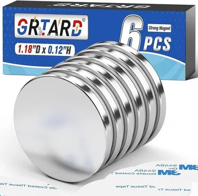 Produktbild von Neodymium-Schijfmagneten 6er-Pack, silber, 30x3mm, extra stark, für Whiteboard und Kühlschrank
