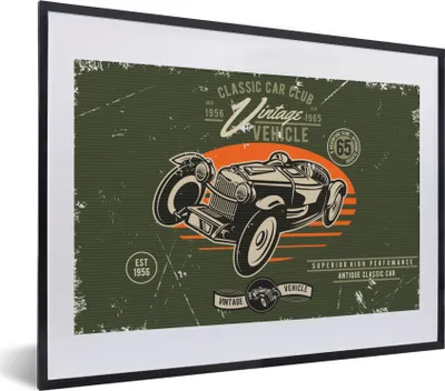 Produktbild von MuchoWow® MuchoWow® Gerahmtes Poster Oldtimer - Oldtimer - Auto 40x30 cm - Poster mit zchwarzem Bilderrahmen - Bilderrahmen - Poster im Rahmen