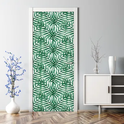 Produktbild von Dekorative Abnehmbarer Wandsticker Türtapete selbstklebend Klebefolie Palmblatt Blumen 85 x 200 cm