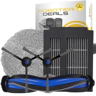 Immagine prodotto di Kit di accessori e pezzi di ricambio per aspirapolvere robot Ecovacs Deebot T50 Omni Gen3 (2 filtri, 2 spazzole laterali, 2 panni, 1 spazzola principale)