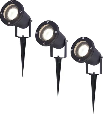 Produktbild von hoftronic LED Gartenstrahler 4W 345lm 4000K IP65 Schwarz 3er Set
