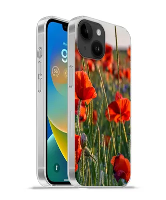 Produktbild von MuchoWow® Handyhülle Schutzhülle Hülle für Apple iPhone 14 - Softcase Blumen - Mohnblumen - Natur - Rot Silikon Softcase Handy Hülle - Mobiltelefonhülle