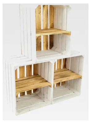 Produktbild von 3er Set Holzkisten Paula in Weiß mit geflammtem Boden, ca. 50x40x30cm