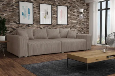 Produktbild von Big Sofa Couchgarnitur REGGIO Megasofa mit Schlaffunktion Stoff Poso Milchkaffee