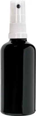 Obrázek produktu pro Černá skleněná lahvička 10 ml s bílým rozprašovačem, závit 18/415