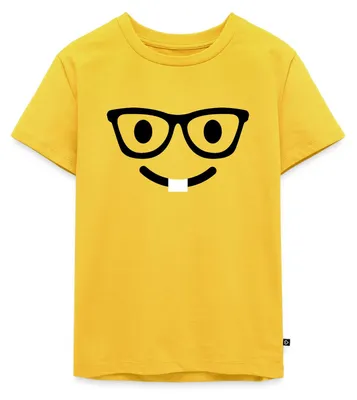 Produktbild von Spreadshirt Emoticon Schlauberger Kostüm Karneval Gruppenkostüm Kinder Premium T-Shirt, 134/140 (8 Jahre), Sonnengelb