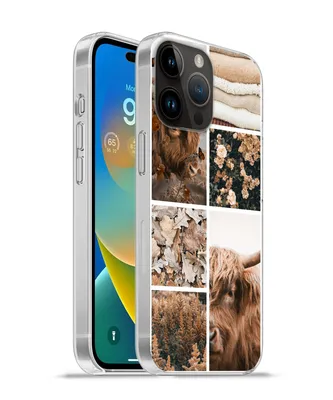 Produktbild von MuchoWow® Handyhülle Schutzhülle Hülle für Apple iPhone 14 Pro - Softcase Schottischer Highlander - Collage - Blumen Silikon Softcase Handy Hülle - Umschlag