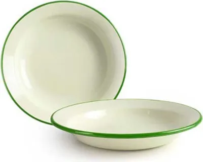 Immagine prodotto di Piatto smaltato profondo 28 cm con bordo verde